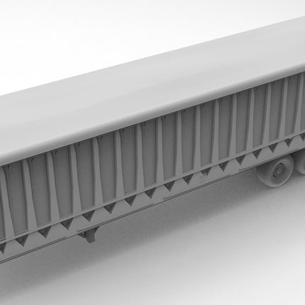Fabric CoveredTrailer - Semi Trailer - Custom Sculptures 3D Printed in Grey Resin