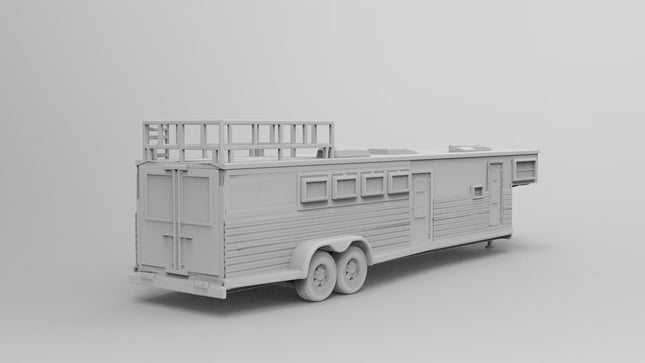 Large Horse Trailer - Semi Trailer - Custom Sculptures 3D Printed in Grey Resin