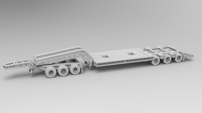 Super Heavy Rolloff Trailer - Semi Trailer  - Custom Sculptures 3D Printed in Grey Resin