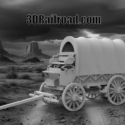 Wild West Covered Wagon - Custom Sculptures 3D Printed in Grey Resin