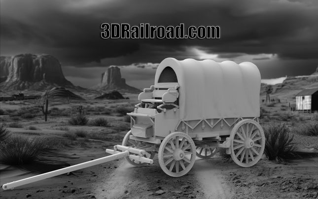 Wild West Covered Wagon - Custom Sculptures 3D Printed in Grey Resin