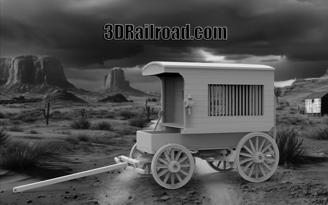 Wild West Jail Wagon - Custom Sculptures 3D Printed in Grey Resin