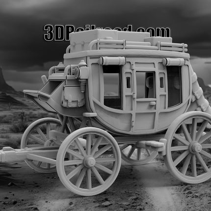 Wild West Stagecoach - Custom Sculptures 3D Printed in Grey Resin