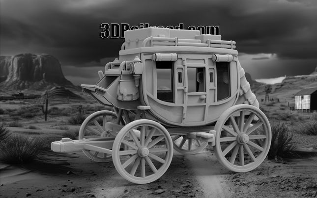 Wild West Stagecoach - Custom Sculptures 3D Printed in Grey Resin