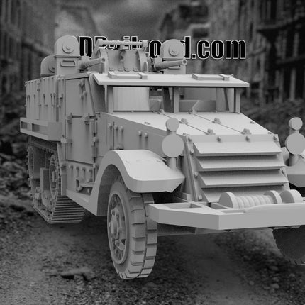 M3 Anti Air Half Track - WW2 - Custom Sculptures 3D Printed in Clear Resin