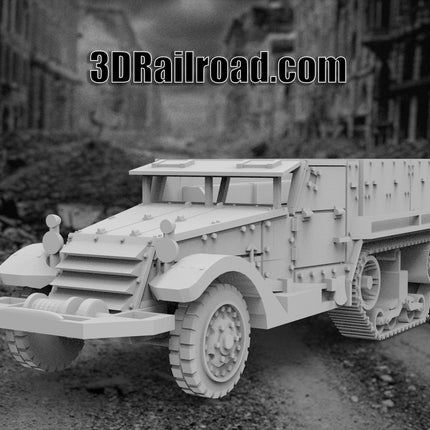 M3 Half Track Troop Transport - WW2 - Custom Sculptures 3D Printed in Clear Resin