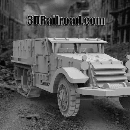 M3 Half Track Troop Transport - WW2 - Custom Sculptures 3D Printed in Clear Resin