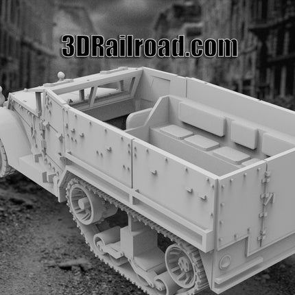 M3 Half Track Troop Transport - WW2 - Custom Sculptures 3D Printed in Clear Resin