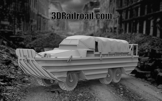 DUKW "Duck" TROOP TRANSPORT - WW2 - Custom Sculptures 3D Printed in Grey Resin