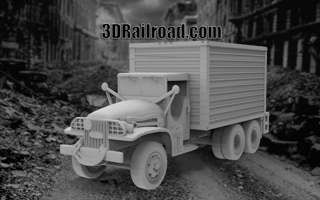 GMC 353 Box Truck - WW2 - Custom Sculptures 3D Printed in Clear Resin
