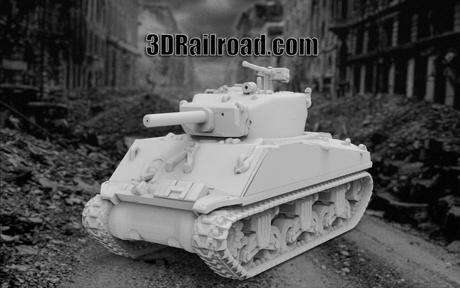 M4A3 Sherman Utility Tank - WW2 - Custom Sculptures 3D Printed in Grey Resin
