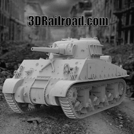 M4 Sherman Tank - WW2 - Custom Sculptures 3D Printed in Grey Resin