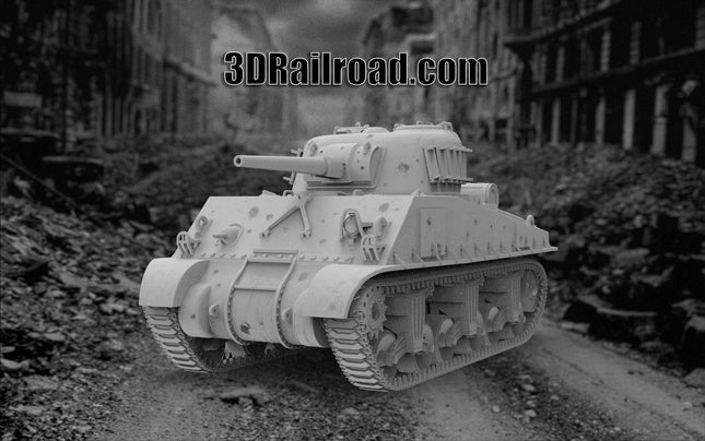 M4 Sherman Tank - WW2 - Custom Sculptures 3D Printed in Grey Resin
