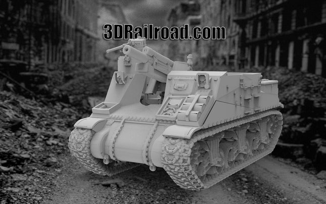 M7 Priest Artillery  - WW2 - Custom Sculptures 3D Printed in Grey Resin
