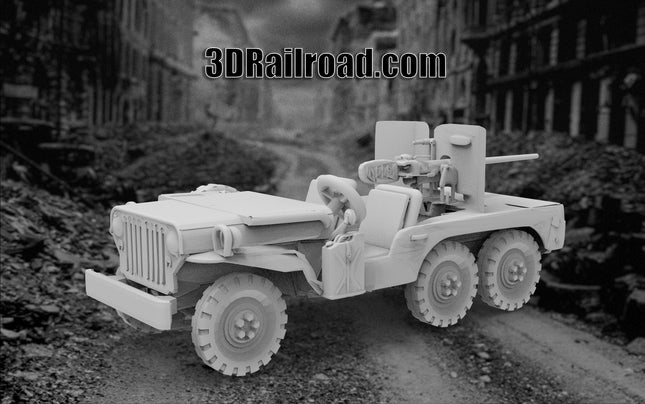 Willys MB 6x6 Open Top - WW2 - Custom Sculptures 3D Printed in Clear Resin