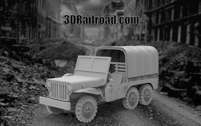 Willys MB 6x6 Covered - WW2 - Custom Sculptures 3D Printed in Clear Resin