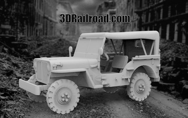 Willys MB Closed Top - WW2 - Custom Sculptures 3D Printed in Clear Resin